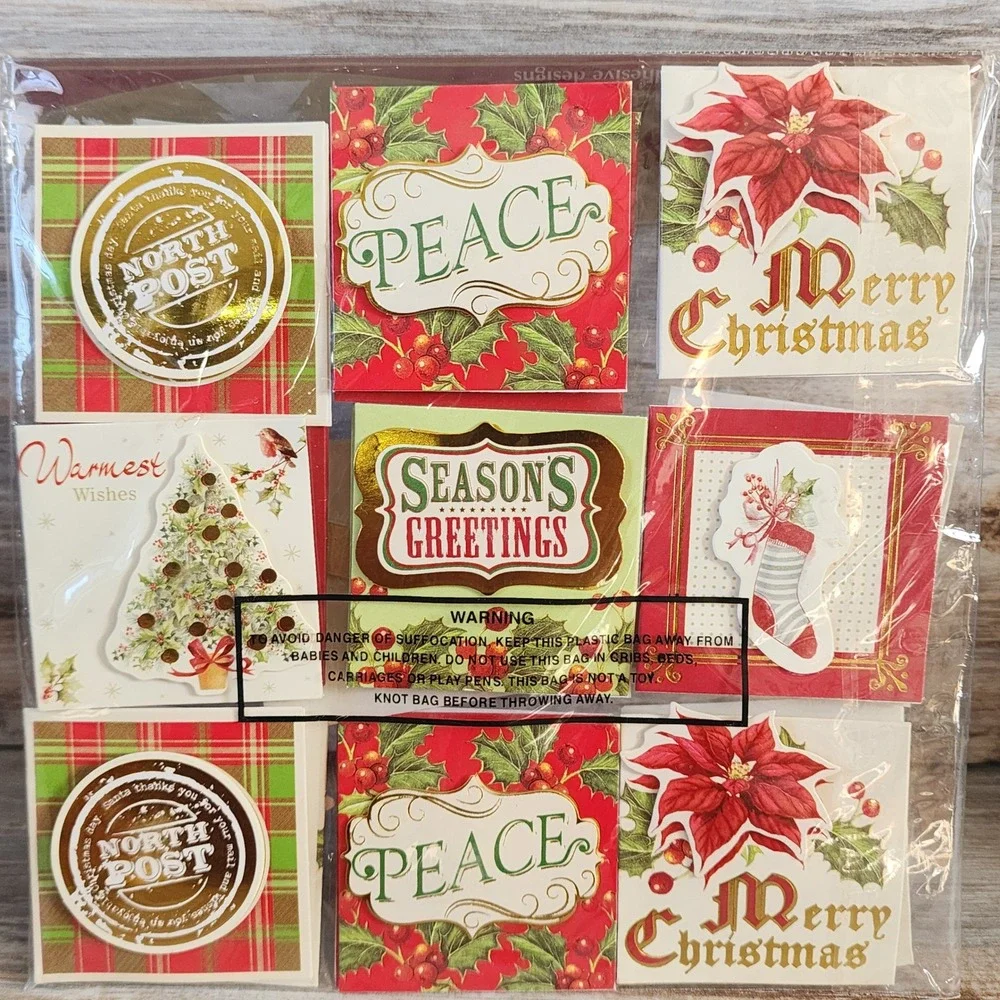 American Greetings Christmas Sticker Seals and Gift Tags Set Snowflake Present